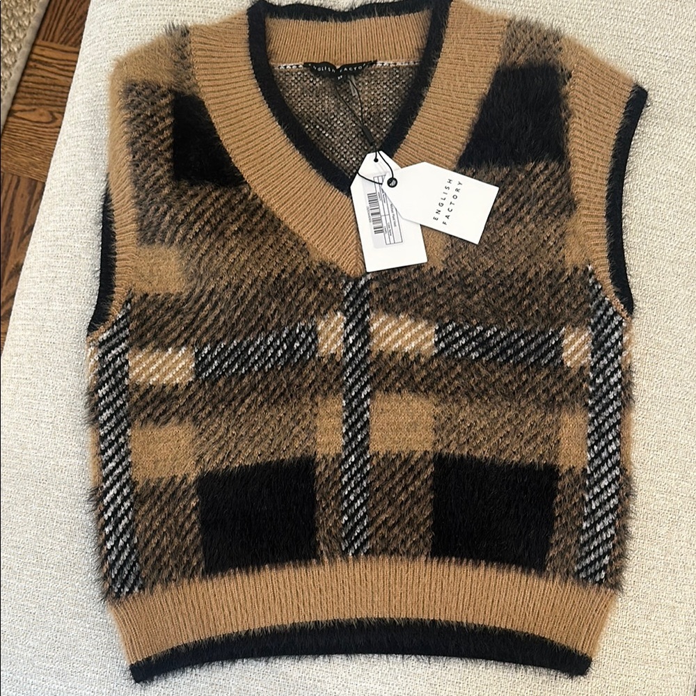 English Factory V-Neck Brown and Black Sweater-NWT